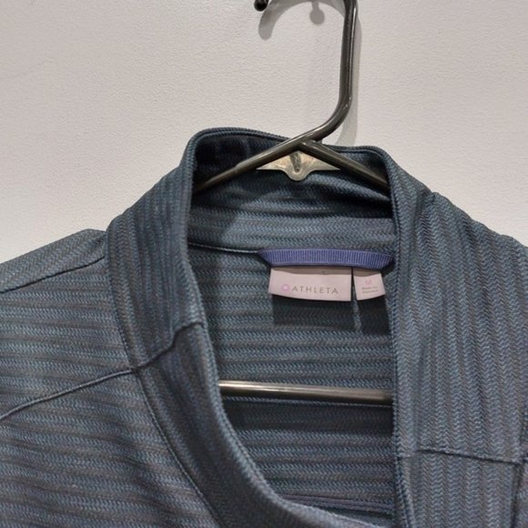 Athleta Intention 2.0 Knit Navy Long Sleeve Thumb Holes Jacquard Medium Jacket - Picture 3 of 9